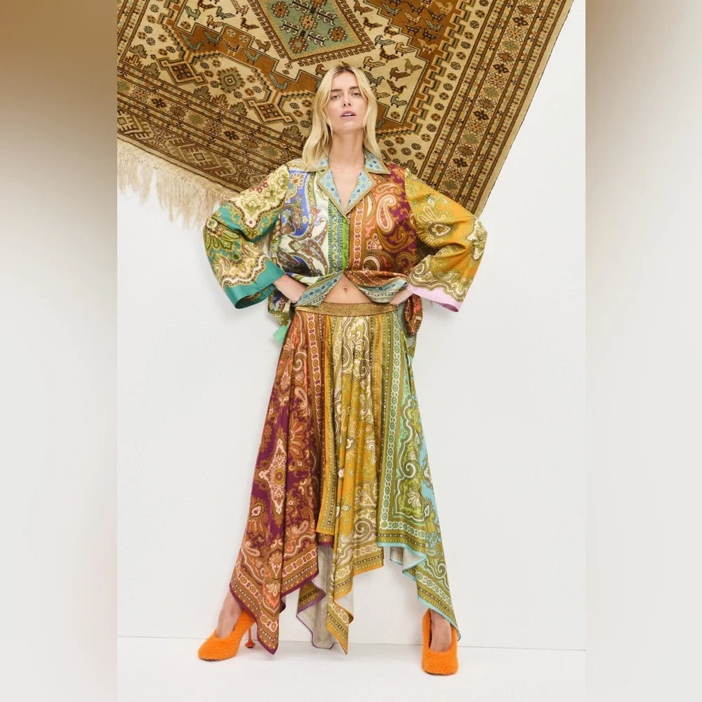 Alemais Clemenza Spliced Scarf Silk Skirt $590 New without tag - Picture 3 of 9